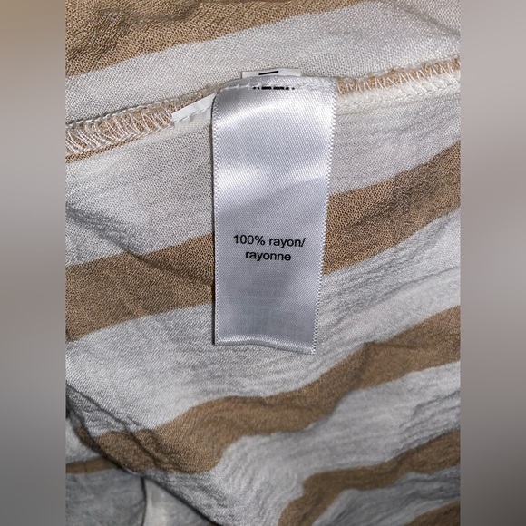 Maurice’s Stripe Peasant Blouse Flutter Sleeve Khaki Beige Women‎ XL Office Work - Picture 5 of 9